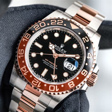 a rolex gmt master 2 rosè gold routebeer|Rolex GMT Master ii everose.